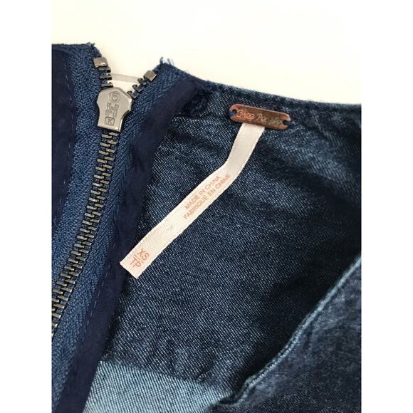 Free People Dark Wash Puff Sleeve A-Line Denim Dress Size XS - Picture 4 of 7